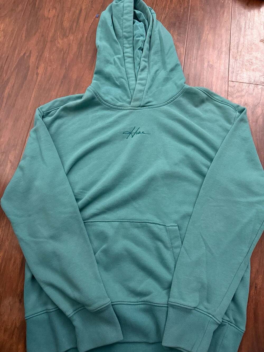 Hollister Must-Have Collection Teal Green Pullover Hoodie with Script Logo
